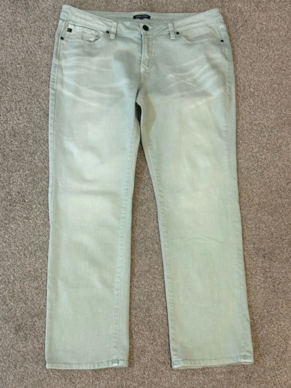 Dear John Womens Mint Green Playback Cuffed Cropped Straight Leg Jeans Size 31 - Picture 2 of 11